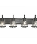 Darby 4 Light Bathroom Vanity Light Fixture 30 Inch Weathered Iron Finish Wall Mount Vanity Sconce with clear seedy glass