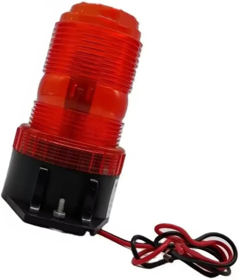 Top Shelf Amber Led Strobe Beacon Light Compatible With Genie Scissor And Vertical Mast Lifts Gr12 Gs1530 Gs2032 showing red lens and wiring.