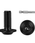 25 Pack M6 X 16mm Flange Button Head Screws Black 304 Stainless Steel With Hex Key showing domed head and full thread design.