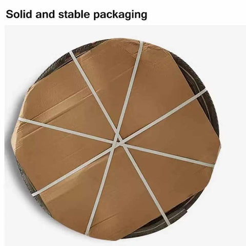 Solid and stable packaging of Heavy Duty Tempered Glass Lazy Susan Turntable For Kitchen Tables, securely wrapped for protection.