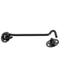 Hook Lock Snap Latch for Gate Cabin Revolving Door Window 201 with Screws, black metal latch shown from the side.