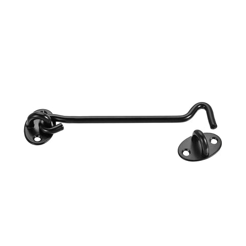 Hook Lock Snap Latch for Gate Cabin Revolving Door Window 201 with Screws, black metal latch shown from the side.