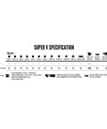 Super V 23 In 1 Bike Multi Tool specification chart with 23 functions including hex keys, Torx, spoke wrench, chain breaker.
