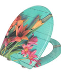 Universal Soft Close Slow Close Toilet Seat Delivering Solid Quiet Vibes And Zero Fuss Installation For Modern Bathrooms with floral design.