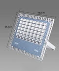 Heavy Duty 200W LED Flood Light With Tough As Nails Waterproof Housing For Yard Billboard And Deck Super Bright Outdoor Spot Lighting, front view with dimensions.