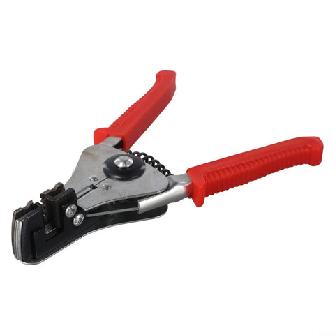Heavy Duty Automatic Wire Stripper Pliers With Integrated Adjustable Ruler For 0.5 To 4.0mm Cables, red rubber grips and alloy steel body.