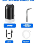 Portable USB Powered Water Pump For 3 To 5 Gallon Jugs, Electric Drinking Water Dispenser Kit with stainless steel tube and USB cable