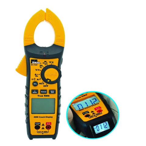 Job Site Ready Pro Grade TightSight 61-747 Digital Clamp Meter For 400 Amp 600 Volt Range with dual displays and clamp open
