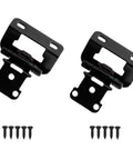 Self Closing Cabinet Hinge Set, Soft Close Overlay Flush Hinges, 2 Pack Door Hardware, Easy Install, Black Aluminum