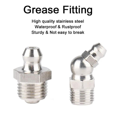 10 Pcs M6x1 45 Degree Grease Fittings Kit Stainless Steel Heavy Duty Replacement For Broken Fittings In Machinery And Cars No Fuss Rustproof Burr Free Precision showcasing two fittings