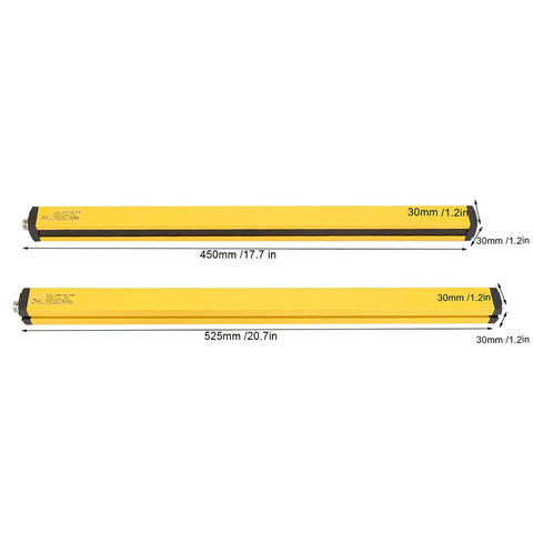 Infrared Safety Light Curtain Sensor System With 12 Beams 40mm Pitch And 525mm Sensing Height Includes Mounting Kit And Cables