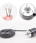 Rock Solid 1024 Pulse Per Revolution Rotary Encoder E6B2 CWZ6C 5 To 24V DC With A B Z Outputs, NPN Open Collector; close-up view.