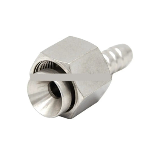 304 Stainless Steel Imperial C Fittings Flat Crimp Hose Fittings With Female Thread For Oil Hose Thirty Eight Inch To One Point Five Inch C Degree 29611 Heavy Duty Industrial Grade, close-up