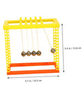 Newton Cradle Balance Balls Kit For DIY Physics Experiments with yellow and orange plastic frame, 5.7 x 5.4 inches.