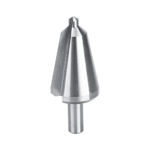 Built Tough Three Piece High Speed Steel Tapered Umbrella Step Drill Bit Set With No Nonsense Self Starting Tip and Smooth Chamfer Cutting for metal.