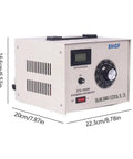 1000W Single Phase AC Autotransformer with 110V input and 0-300V adjustable output, side view showing dials and dimensions