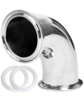Beefy Heavy Duty Stainless Steel 3 Inch Tri Clamp Ferrule Elbow 90 Degree Pipe Fitting with two washers, 304 stainless steel