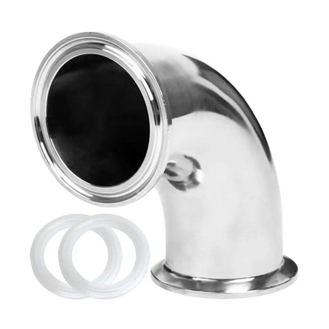 Beefy Heavy Duty Stainless Steel 3 Inch Tri Clamp Ferrule Elbow 90 Degree Pipe Fitting with two washers, 304 stainless steel
