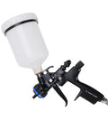 High Performance 1.3mm HVLP Paint Sprayer With 600ML Cup And Stainless Steel Nozzle side view with ergonomic grip.