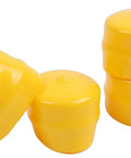 Four Pack Yellow Axle Cap Bearing Cover M143338 For John Deere Lawn Mowers And Tractors on white background