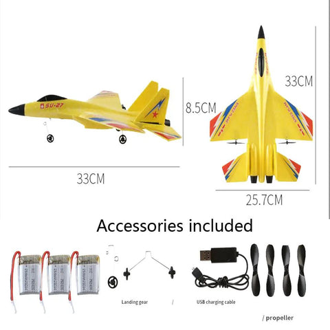 Dope Remote Control Fighter Plane With 2.4 GHz 6 Axis Gyro Anti Collision Foam Glider Aircraft Includes 3 Batteries, accessories shown