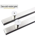 Brushed Stainless Steel Gate Hardware Square Tube Door Handle with glass scratch-resistant gasket, 1000x700mm, zoom view