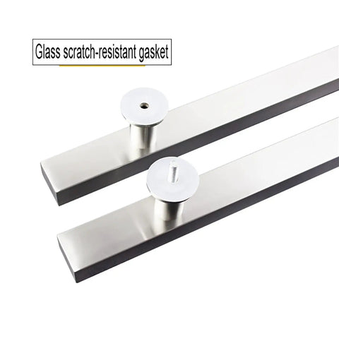Brushed Stainless Steel Gate Hardware Square Tube Door Handle with glass scratch-resistant gasket, 1000x700mm, zoom view