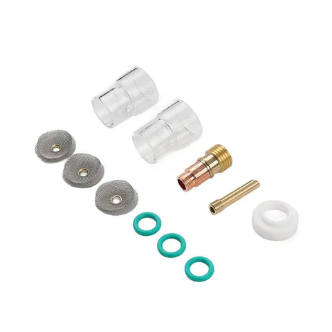 Pro Grade Stubby Gas Lens TIG Glass Cup Kit With 11 Pieces For TIG WP 17 18 26 Clear Glass Cups and Accessories