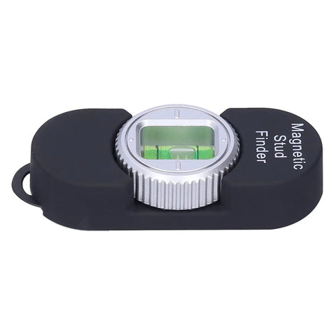 Tbest Magnetic Stud Finder for Portable Metal Detector with Built in Gauge, No Battery Needed, Detects Steel Studs, Nails & Screws in & Plasterboard (Black) with level gauge detail.