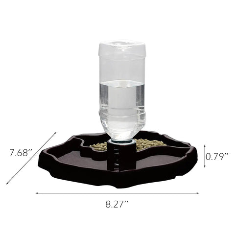Two In One Reptile Water Bowl And Food Dish With Auto Fill Bottle Keeps Your Cage Clean And Critters Happy No Refill Hustle ideal for turtles and lizards.