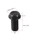 Built Like A Tank M8 X 16mm Hex Flange Bolts Left Hand Thread High Grade Carbon Steel With Matte Black Finish Two Piece Pack Heavy Duty with dimensions