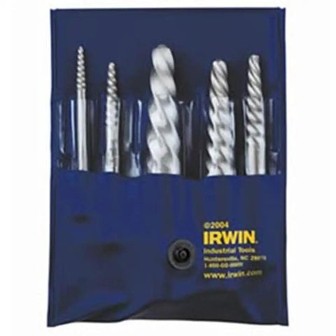 6 Piece Screw Extractor Set With Spiral Flute And Left Hand Spiral Design For Maximum Grip To Yank Out Broken Bolts Studs Socket Screws And Fittings From Tough Metals in blue pouch