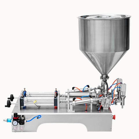 Plug And Play Pneumatic Piston Filling Machine With Double Nozzle For Liquids And Pastes Semi Automatic Horizontal Dispenser for cream and lotion 50 to 500 ml capacity.