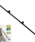 Sleek Black Wrought Iron Stair Rails With Super Grippy Non Slip Coating Zero Hassle Diy Wall Mount Setup Heavy Duty Indoor Outdoor Banister For Seniors Kids Hallway Loft And Bathroom 19 Feet Long on a staircase