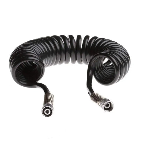 Heavy Duty Flexible Polyurethane Recoil Air Hose Featuring Automatic Snap Back Retrieval And Rock Solid Kink Resistant Build For Hassle Free High Flow Pneumatic Air Delivery In Any Workshop Setup.