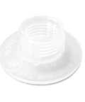 Heavy Duty White Stop Lock Cap For Toilet Flush Valves 225 5907 210 211 Slides Right On To Lock Tower, clear plastic design.