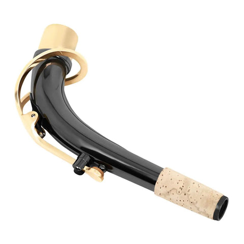 Curved Metal Neck Replacement For Alto Saxophone With Cork Sheet Black Nickel Plated Bend Neck Repair Kit side view