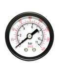 Beduan air pressure gauge for air compressor, front view, 1-1/2 inch dial, back mount, 1/8 in NPT, 0-160 psi