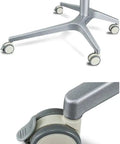 Slick Pneumatic Height Adjustable Sit Stand Mobile Laptop Desk Cart base with smooth-glide wheels for easy mobility.