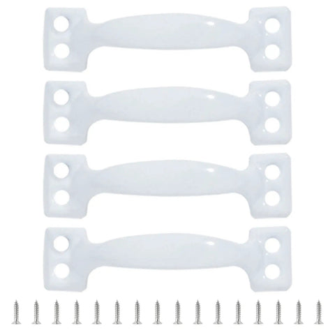 Pack Of 4 Bow Shaped Gate Handles Metal Pulls For Wardrobes Cabinets Cupboards Drawers Doors And Fences Durable Garage Door Hardware Includes Mounting Screws For Easy Installation white iron handles and screws