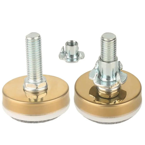 Heavy Duty Furniture Leveling Feet With 1.69 Inch Base And M10 Thread 1102 Lb Capacity Per Leg 8 Pack Gold Non Slip Base For Tables Chairs Cabinets Sofas Desks Riser Durable Steel And Nylon Construction For Long Lasting Use And Floor Friendly Glide