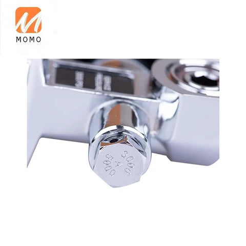 Close-up of a chrome DIN Yoke Tank Valve For Scuba Diving Cylinders And Bottles, Durable Dive Gear Accessory with embossed markings.
