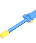 Close-up of blue and yellow desoldering pump solder sucker with wick kit handheld tin solder tool for electronics repair 40 cm Hg suction ABS body
