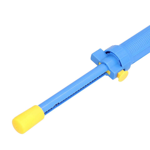 Close-up of blue and yellow desoldering pump solder sucker with wick kit handheld tin solder tool for electronics repair 40 cm Hg suction ABS body
