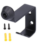 Rock Solid Stainless Steel Door Stopper With Hook, Wall Mounted Door Bumper For Home And Office, Black Finish, screws visible