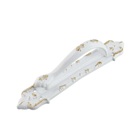 Sliding Barn Door Handle 9.4 Inch Vintage Gate Door Pull White Zinc Alloy for Interior Doors with decorative details