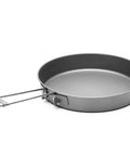 Ultralight Titanium Frying Pan 165mm D6.5 For Camping And Backpacking with foldable handle on white background