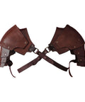 Dope Medieval PU Leather Double Pauldrons Shoulder Armor For Cosplay LARP And Historical Festivals set against a white background