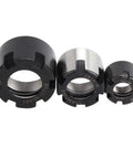 Durable Steel CNC Collet Nuts For Woodworking Machines That Fit ER11M ER16M ER20M showing black and silver heavy duty fasteners.