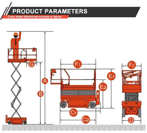 Heavy Duty Scissor Lift Table Featuring Smooth Rolling Hydraulic Mobile Platform dimensions and specs illustration